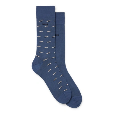 Hugo Boss Two-pack Of Socks In A Cotton Blend In Blue