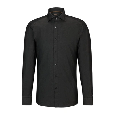 Hugo Boss Slim-fit Shirt In Cotton Denim In Black