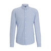 Hugo Boss Slim-fit Shirt With Kent Collar In Printed Material In Light Blue