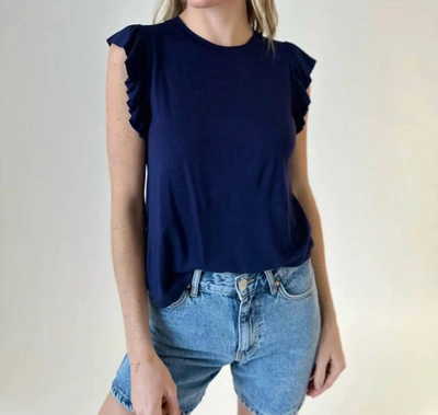 Six/fifty Leah Ruffle Top In Navy In Blue