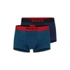 Hugo Boss Two-pack Of Stretch-cotton Trunks With Logo Waistbands In Blue