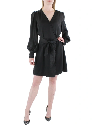 Alexia Admor Womens V Neck Mini Wrap Dress In Black