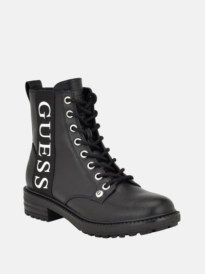 Guess Factory Gwayne Flat Moto Boots In Black