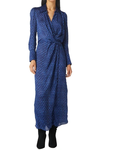 Misa Valentina Chiffon Long-sleeve Wrap-front Dress In Multi