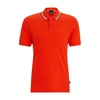 Hugo Boss Slim-fit Polo Shirt In Cotton With Striped Collar In Red