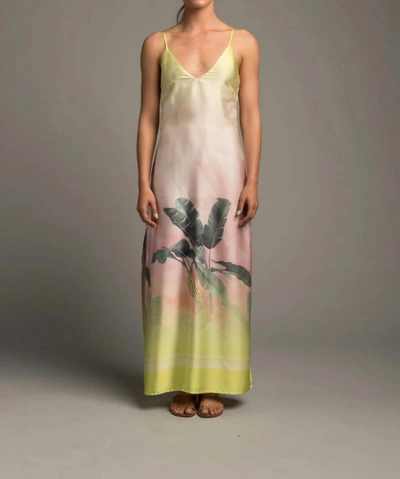 Le Superbe Calypso Slip Dress In Banana Palms In Multi