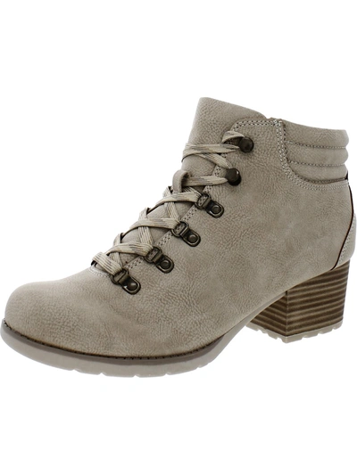 B.o.c. Alder Womens Faux Leather Block Heel Hiking Boots In White