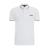 Hugo Boss Cotton-blend Polo Shirt With Contrast Logos In White