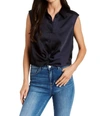 Drew Natalie Satin Top In Navy In Blue