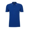 Hugo Boss Cotton-piqu Slim-fit Polo Shirt With Logo Details In Blue