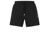 Hugo Boss Quick-drying Recycled-material Swim Shorts With Metallic Logo In Black