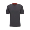 Hugo Boss Relaxed-fit T-shirt In Cotton Jersey With Detailed Collarband In Dark Grey