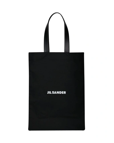 Jil Sander Borsa Shopping In Tela Nera Donna In Black