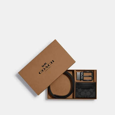 Coach Outlet Boxed Card Case And Belt Gift Set In Colorblock Signature Canvas