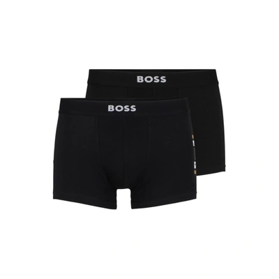 Hugo Boss Two-pack Of Stretch-cotton Trunks With Logo Waistbands In Multi