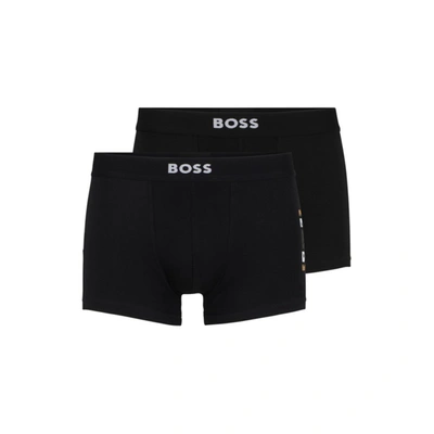 Hugo Boss Two-pack Of Stretch-cotton Trunks With Logo Waistbands In Patterned