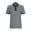 Hugo Boss Cotton-blend Polo Shirt With Ottoman Structure In Dark Blue