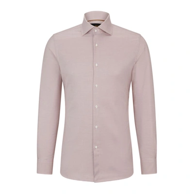 Hugo Boss Slim-fit Shirt In Cotton Dobby In Red