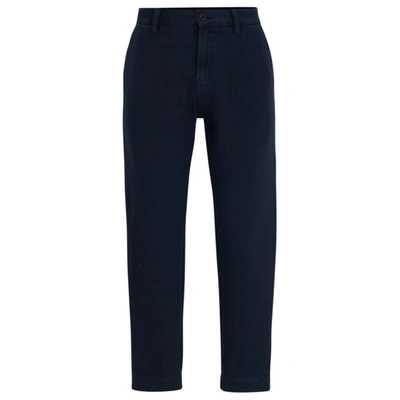 Hugo Tapered-fit Chinos In Cotton Gabardine In Blue