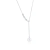 Simona Sterling Silver Or Gold Plated Over Sterling Silver 8mm Pearl, Triple Oval Cz Lariat Necklace In Silver