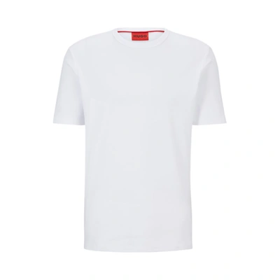 Hugo Pima-cotton Regular-fit T-shirt With Contrast Logo In White
