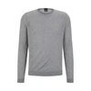 Hugo Boss Slim-fit Sweater In Virgin Wool In Silver