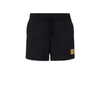 Hugo Boss Quick-dry Swim Shorts With Red Logo Label In Black