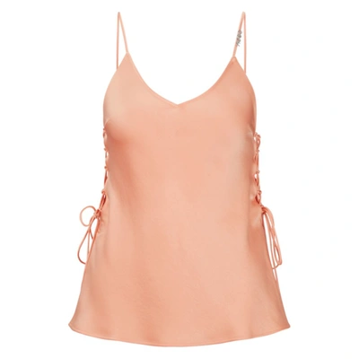 Hugo Strappy Camisole In Satin With Side Laces In Light Orange