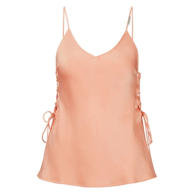 Hugo Boss Strappy Camisole In Satin With Side Laces In Light Orange