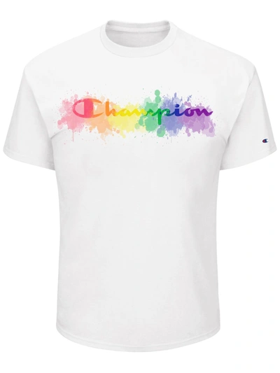 Champion Pride Splatter Mens Crewneck Long Sleeve Graphic T-shirt In White
