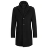 Hugo Boss Wool-blend Coat With Zip-up Inner In Blue
