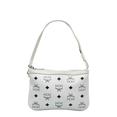 Mcm Visetos Leather Clutch Bag () In White