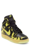 Nike Black And Yellow Dunk Hi 1985 Leather Sneakers In Black/ Yellow Strike