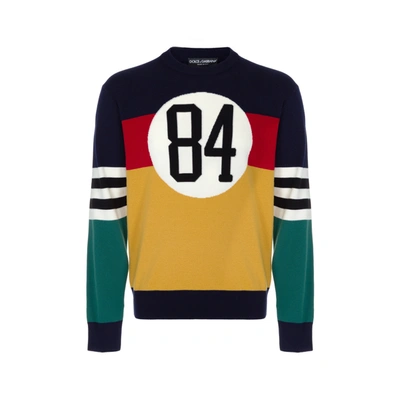 Dolce & Gabbana Multicolor Wool Logo Sweater In Black