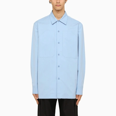 JIL SANDER JIL SANDER LIGHT BLUE OVERSIZE SHIRT WITH POCKETS