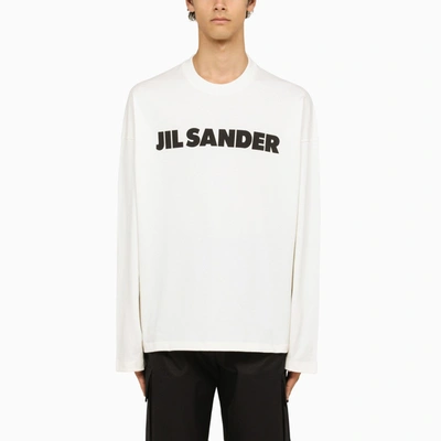 Jil Sander Logoed Crew-neck Sweatshirt In White