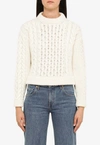 PATOU CABLE-KNIT WOOL BLEND SWEATER