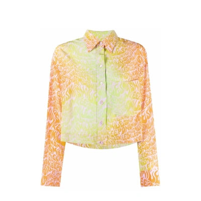 Stella Mccartney Printed Silk Shirt In Orange