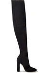 GIANVITO ROSSI 105 PERFORATED STRETCH-KNIT OVER-THE-KNEE BOOTS