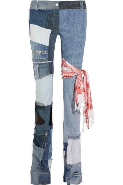 Ronald Van Der Kemp Patchwork Mid-rise Straight-leg Jeans In Blue