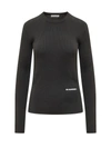 Jil Sander Logo-patch Ribbed-knit Jumper In Black