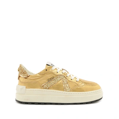 Schutz Leather Low-top Sneakers In Gold