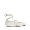 Schutz Larissa Lace Up Calf Leather Flat In White