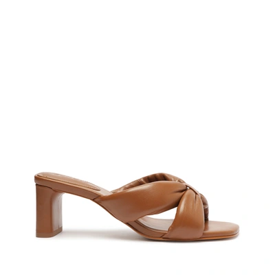 Schutz Women's Fairy Square Toe Wrapped Strap Mid Heel Sandals In New Wood