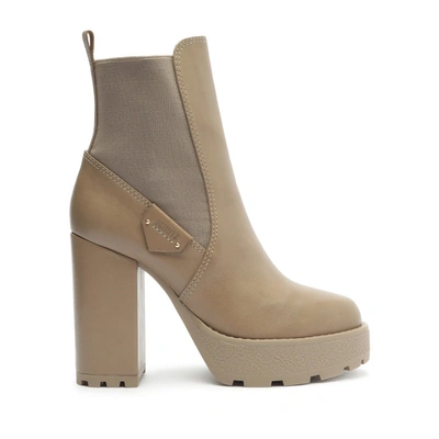 Schutz Billie Platform Leather Bootie In Mocaccino