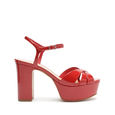 Schutz Keefa Patent Leather Sandal In Club Red