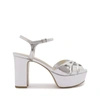 Schutz Keefa Metallic Leather Platform Sandals In Silver