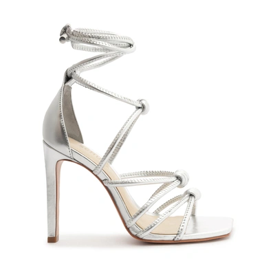 Schutz Lela Mettalic Strech Sandal In Silver