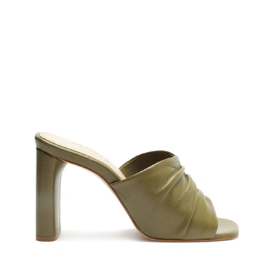 Schutz Mallory Leather Sandal In Moss Green