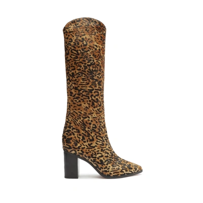 Schutz Maryana Knee-high Suede Leopard Print Boot In Natural, Women's At Urban Outfitters In Animal Print